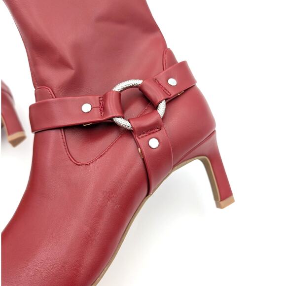 DV Dolce Vita Gavani Ankle Heel Boots Side Zip Women's Red Size US7 EU38 - Picture 13 of 16